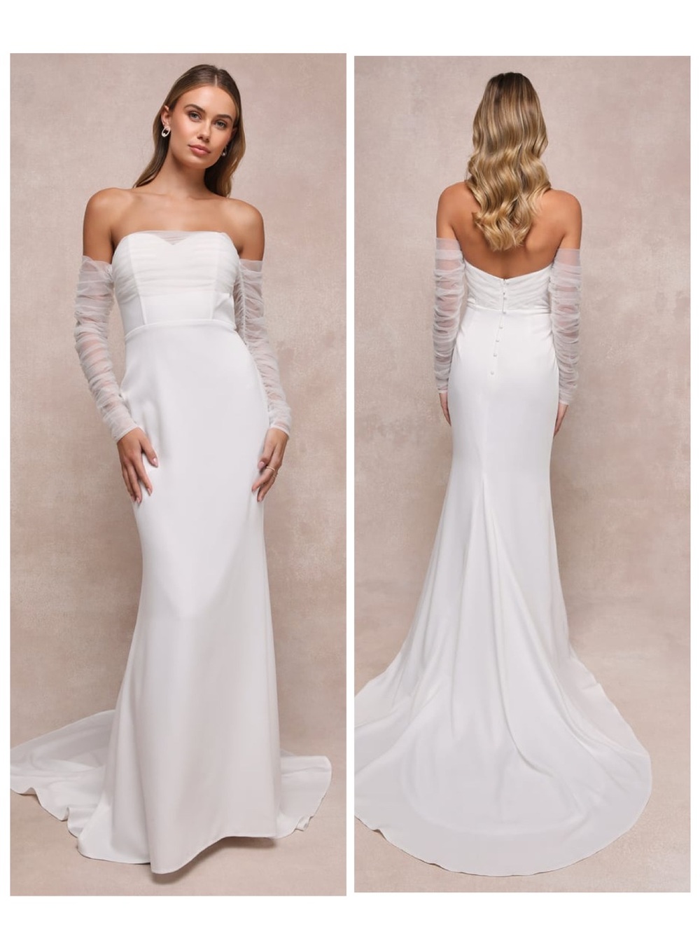 Lulus Eternal Bliss White Tulle Off-the-Shoulder Bustier Maxi Dress Size Small